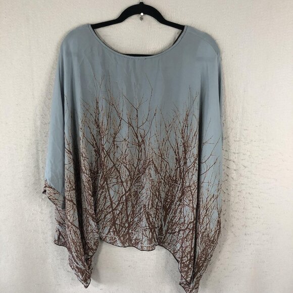 Mesmerize Poncho Top Womens M Tree Branch Print Flowy Layered Dakota Boho Fairy - Picture 2 of 16